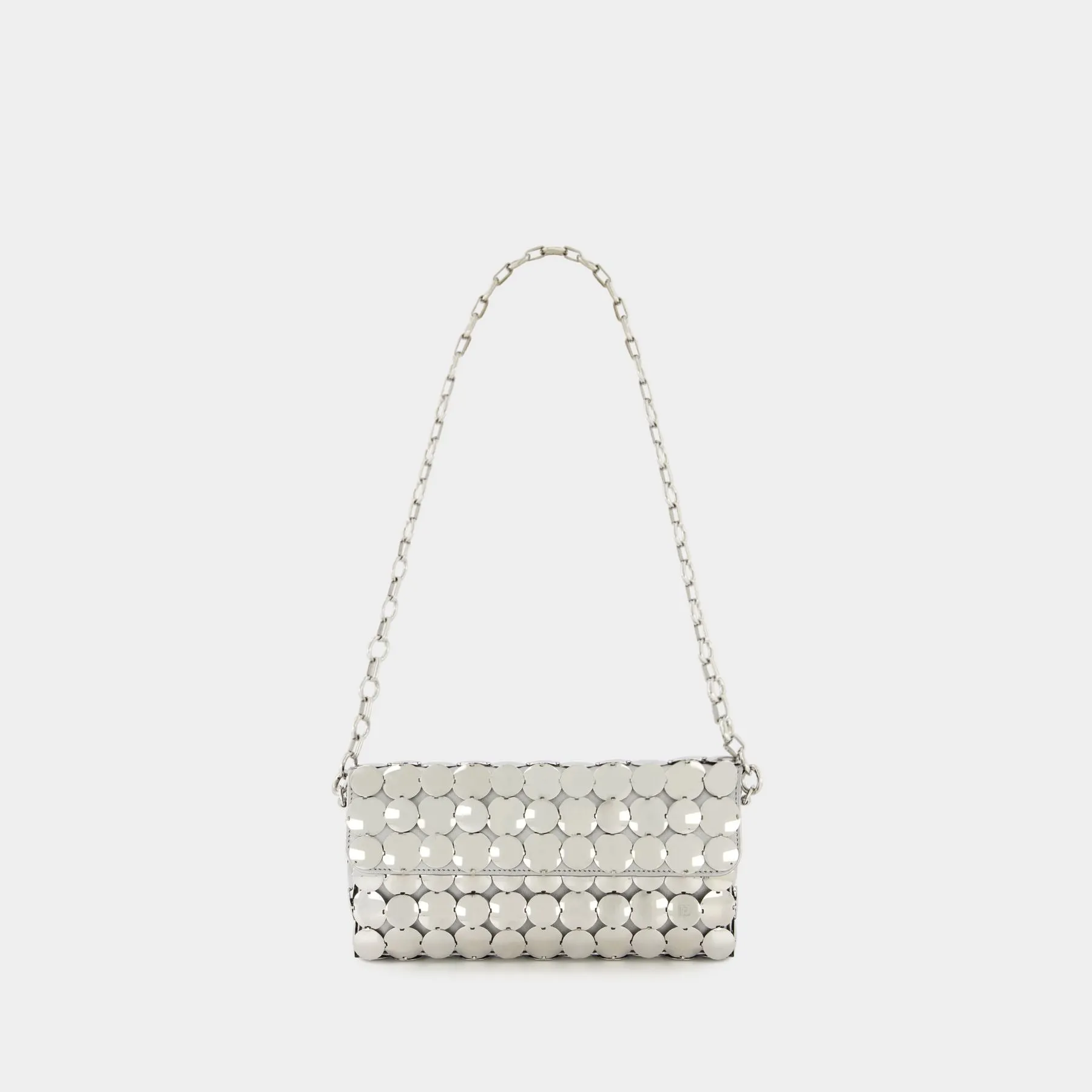 Button Baguette Crossbody  - Paco Rabanne - Silver