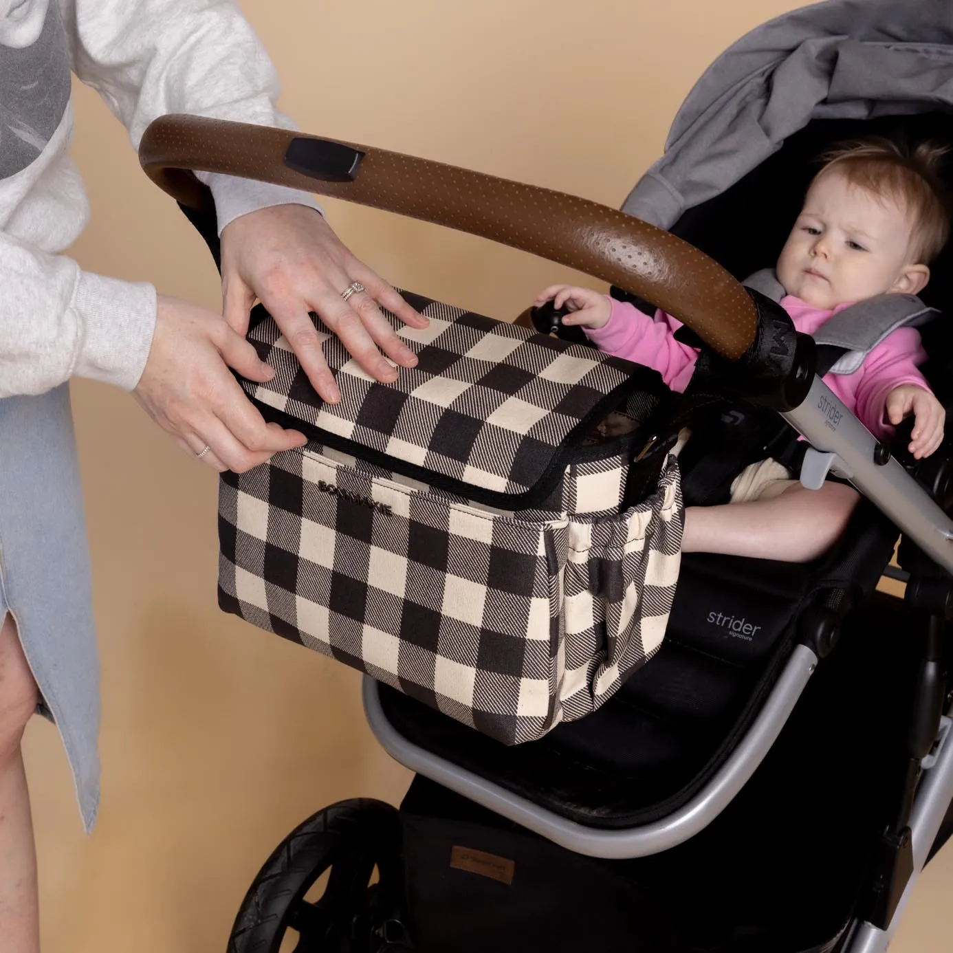 Carryall Pram Caddy -- Black Gingham