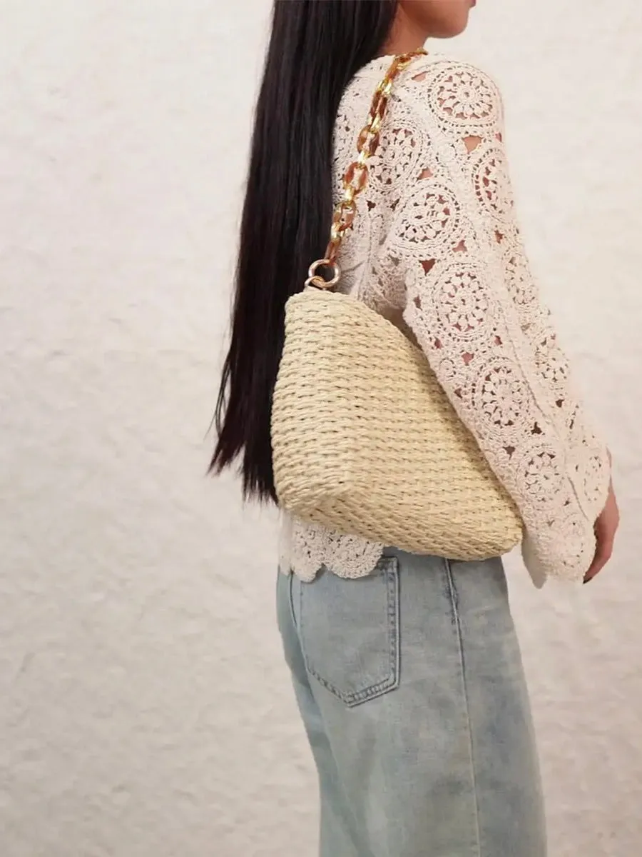 Chain Raffia Bag