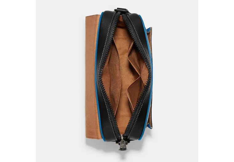 Coach Outlet Track Crossbody In Colorblock Signature Canvas With Coach Stamp