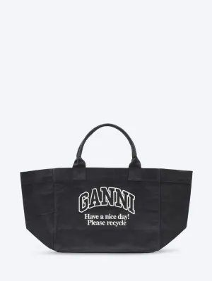 Contrasted logo shopper bag