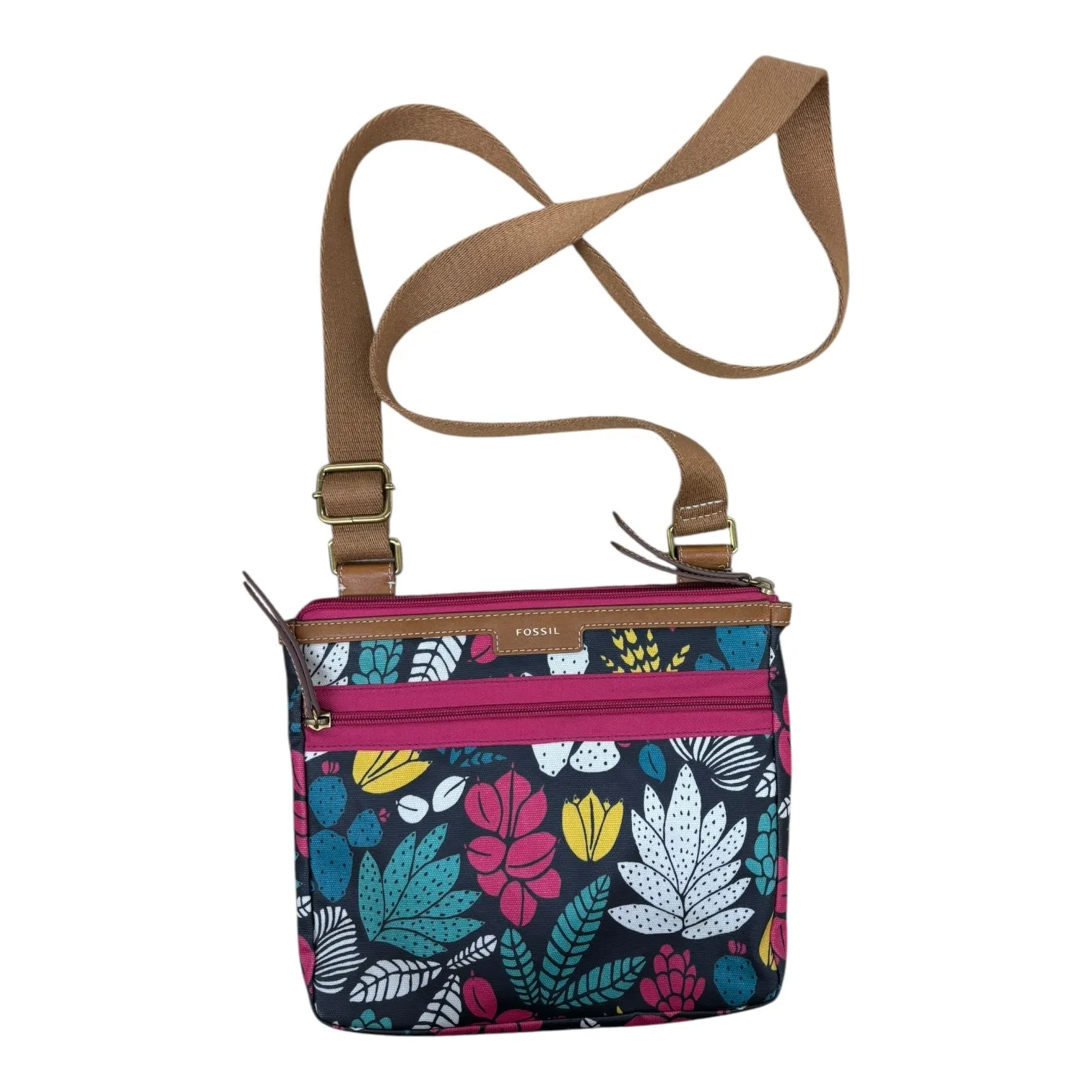 Crossbody By Fossil In Black & Brown, Size:Medium