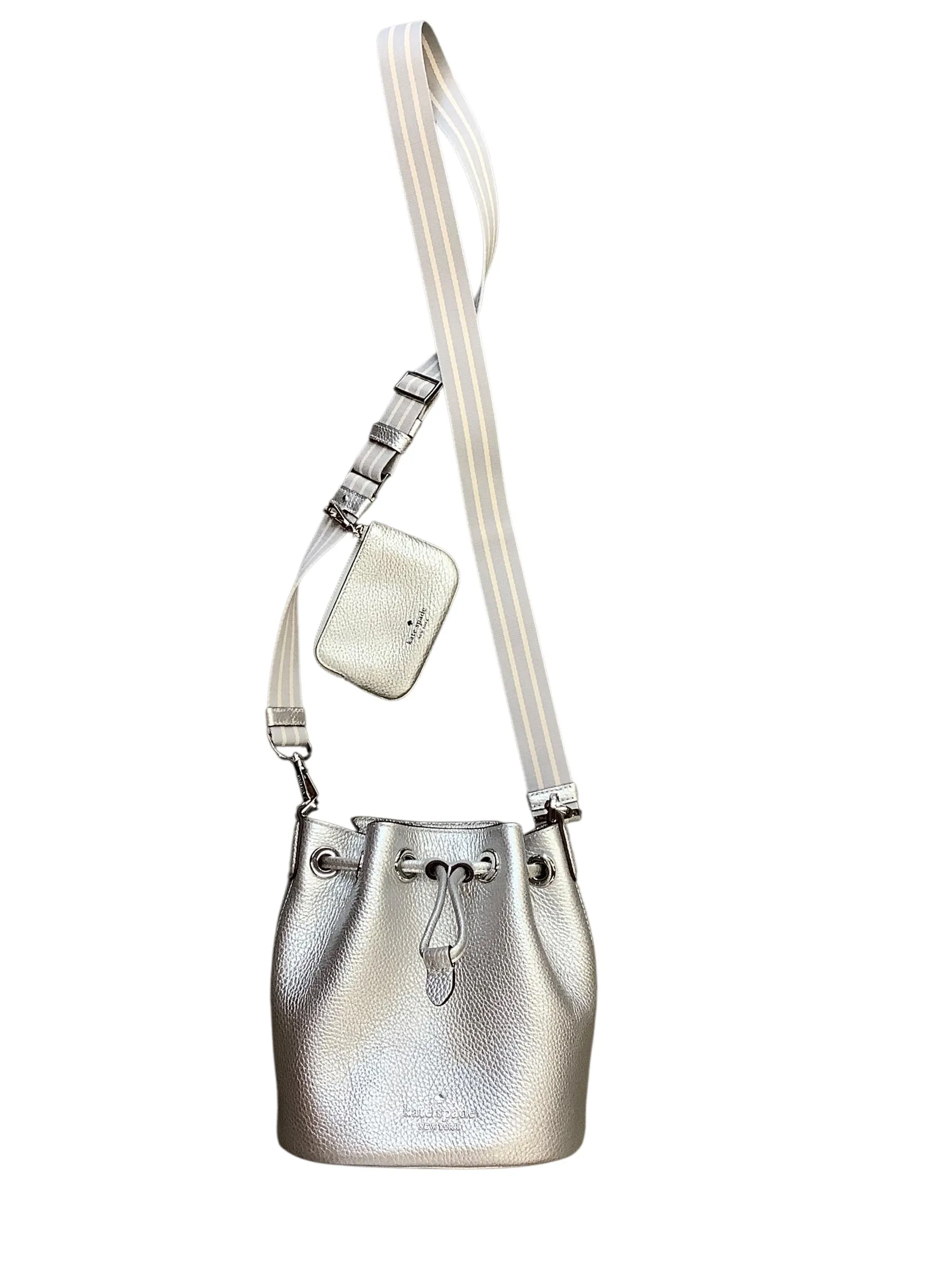 Crossbody Designer By Kate Spade In Silver, Size:Medium