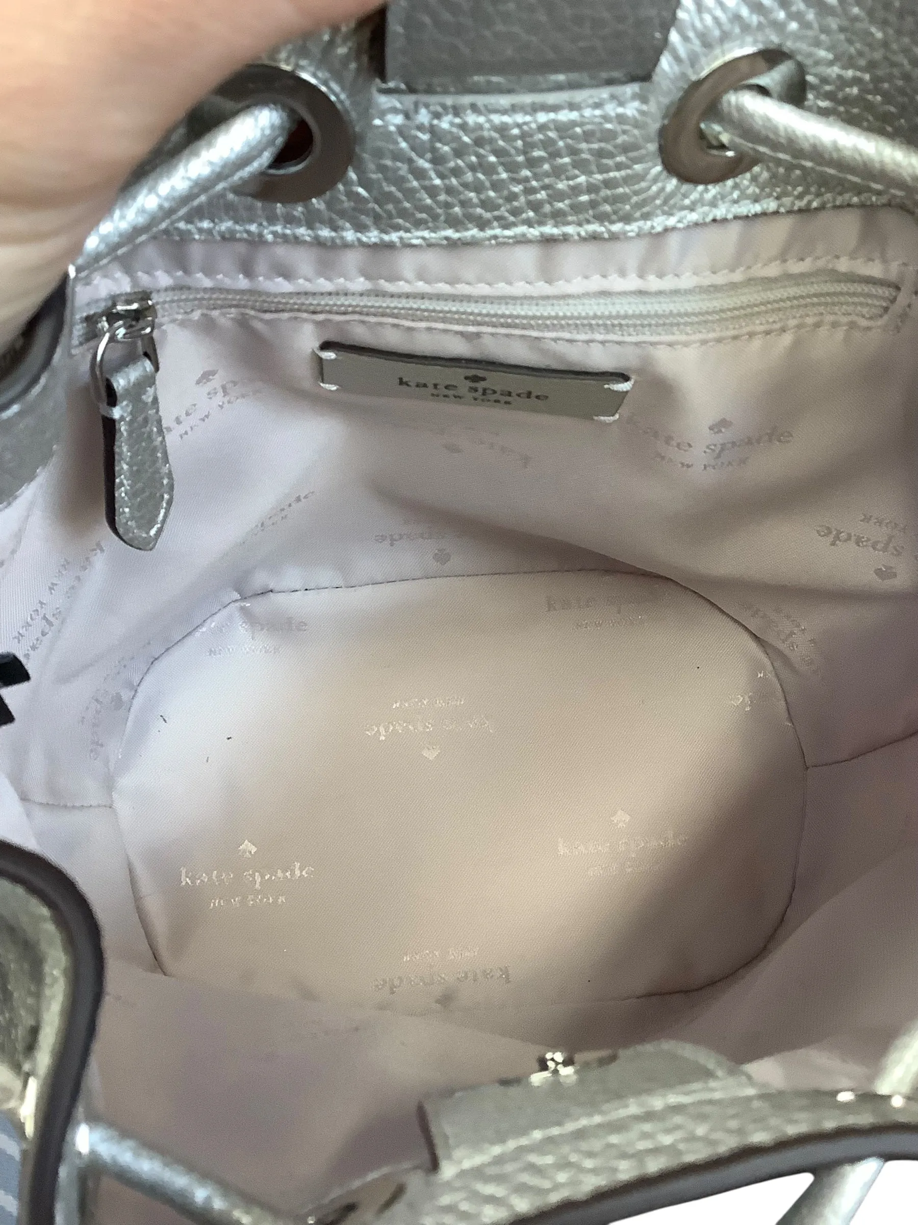 Crossbody Designer By Kate Spade In Silver, Size:Medium