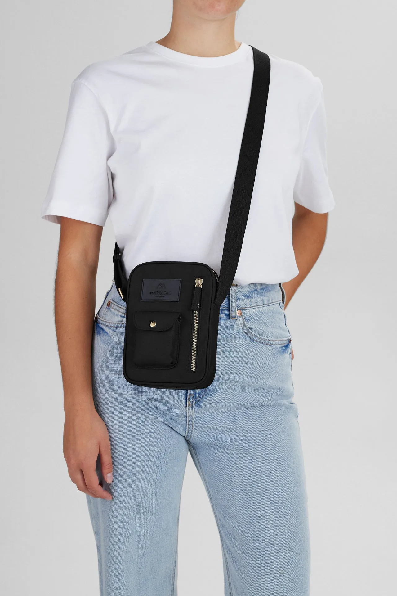 DarlaMBG Tall Crossbody Bag, Monochrome, Gold