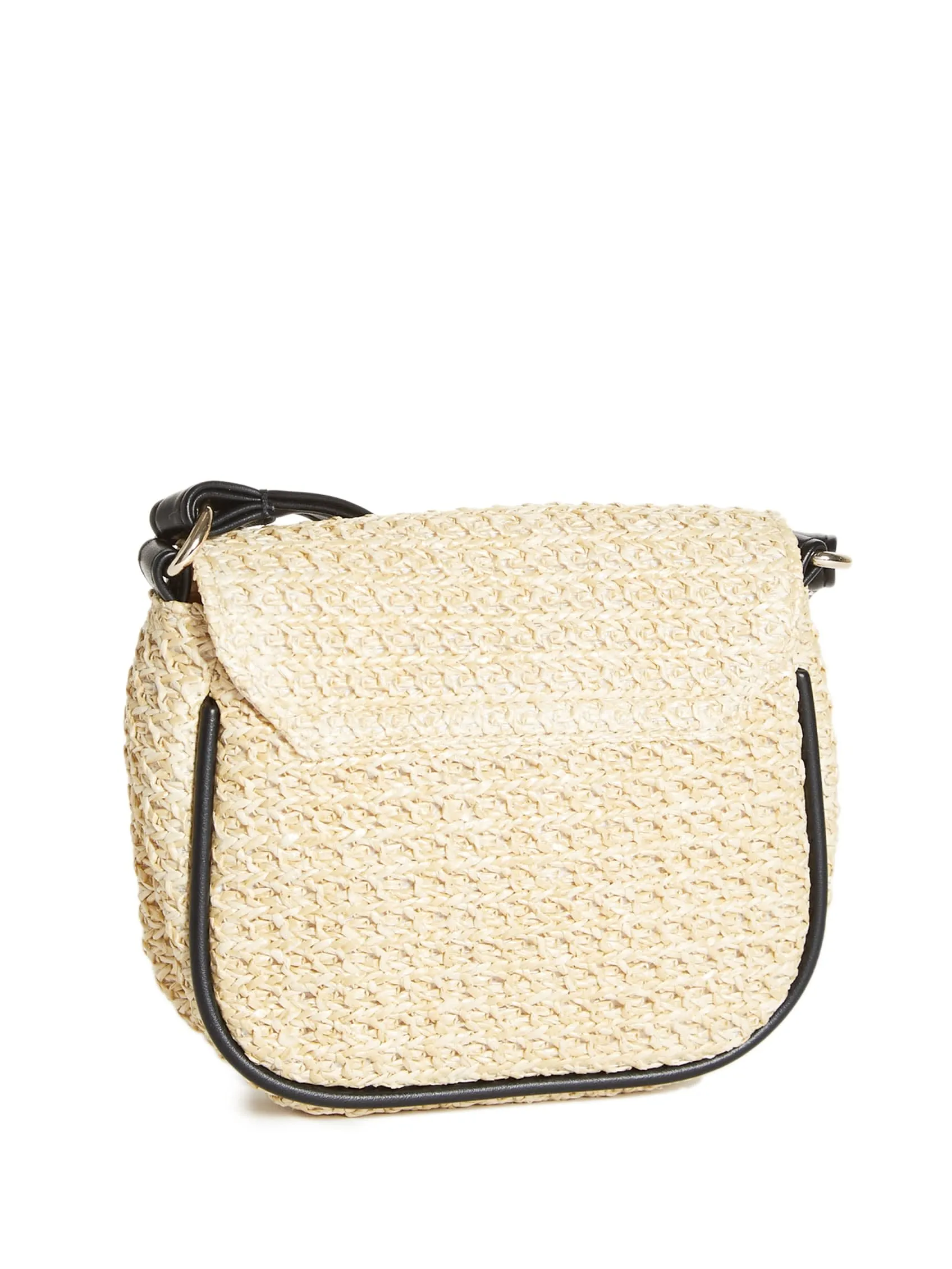 Embroidered Logo Woven Straw Crossbody