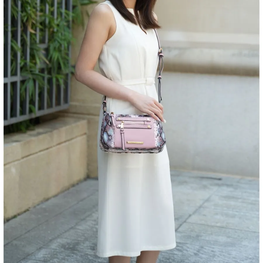 Essie Snake embossed Vegan Leather Crossbody