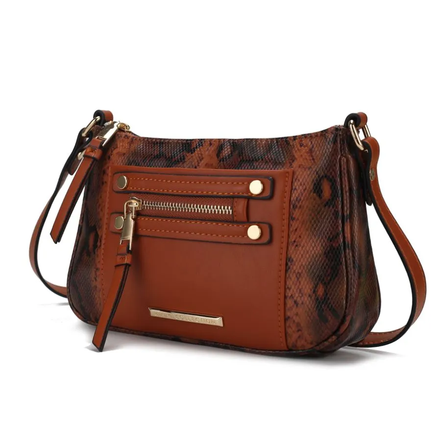 Essie Snake embossed Vegan Leather Crossbody