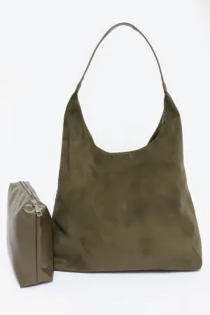 FASHNZFAB Women's Faux Suede Bindle Bag W/ Pouch