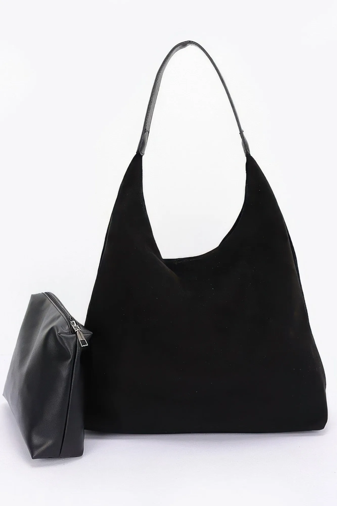 FASHNZFAB Women's Faux Suede Bindle Bag W/ Pouch