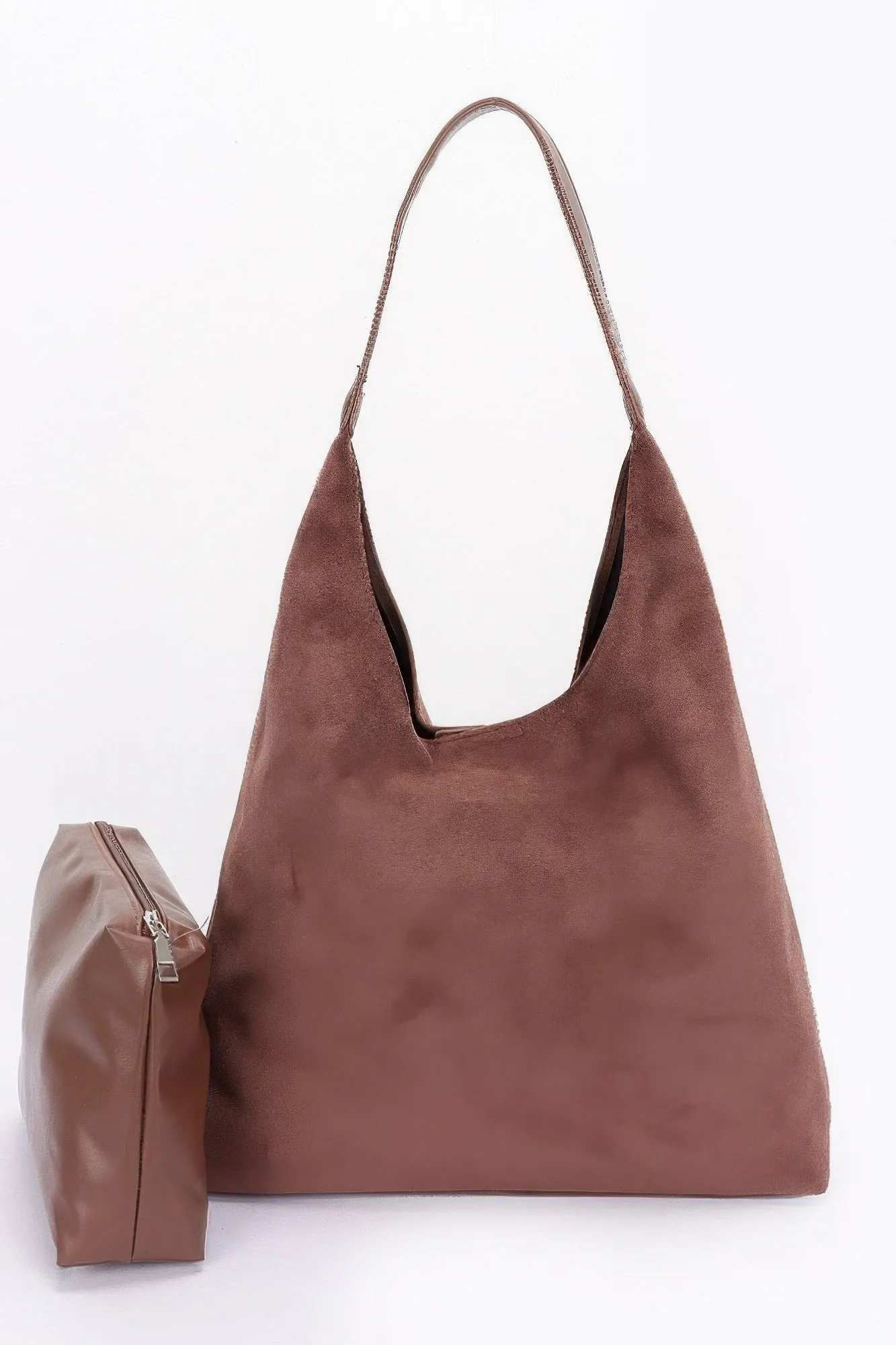 FASHNZFAB Women's Faux Suede Bindle Bag W/ Pouch
