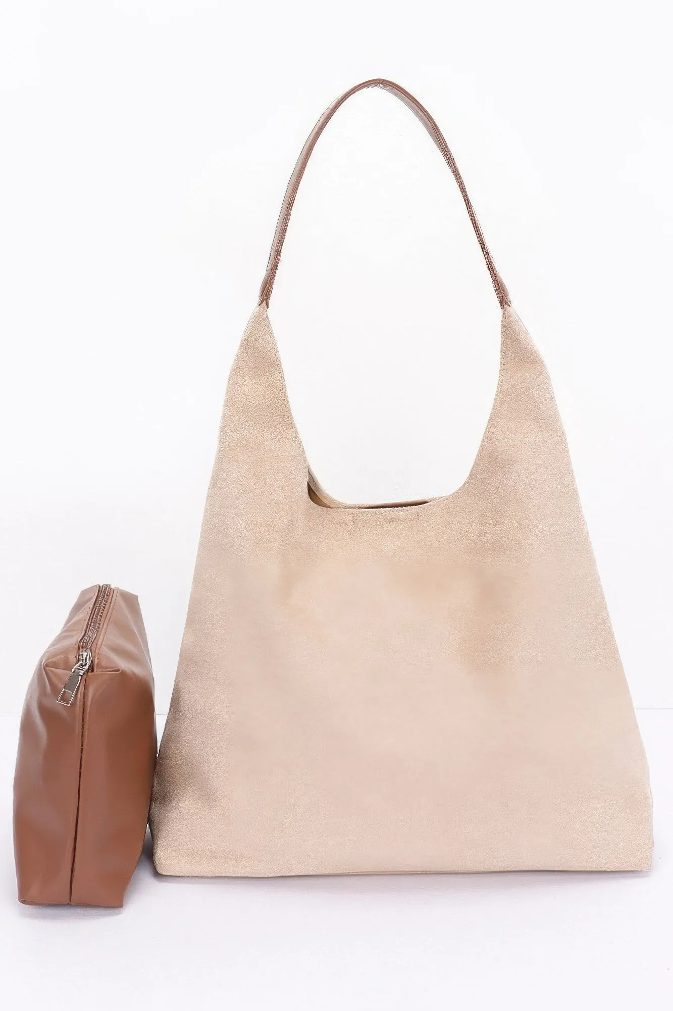 FASHNZFAB Women's Faux Suede Bindle Bag W/ Pouch