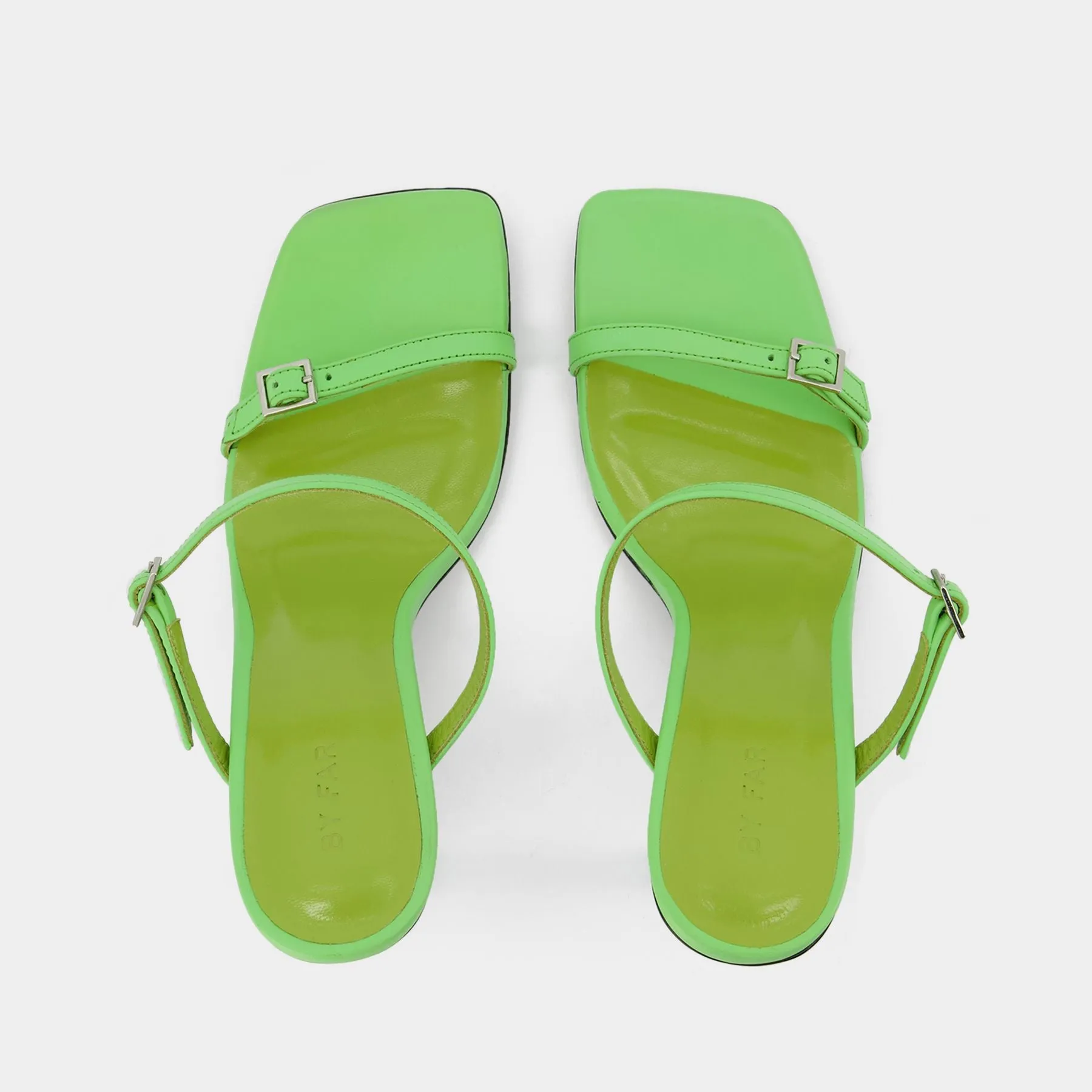 Flick Mule - By Far - Green - Leather