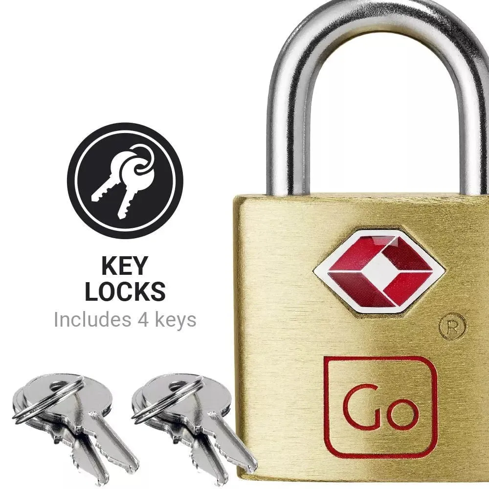 Go Travel Classic Brass Key Twin Padlocks TSA