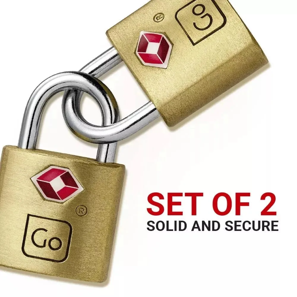 Go Travel Classic Brass Key Twin Padlocks TSA