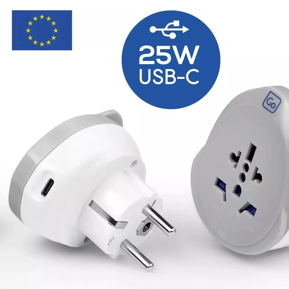 Go Travel World - EU USB-C Adaptor   (25W)