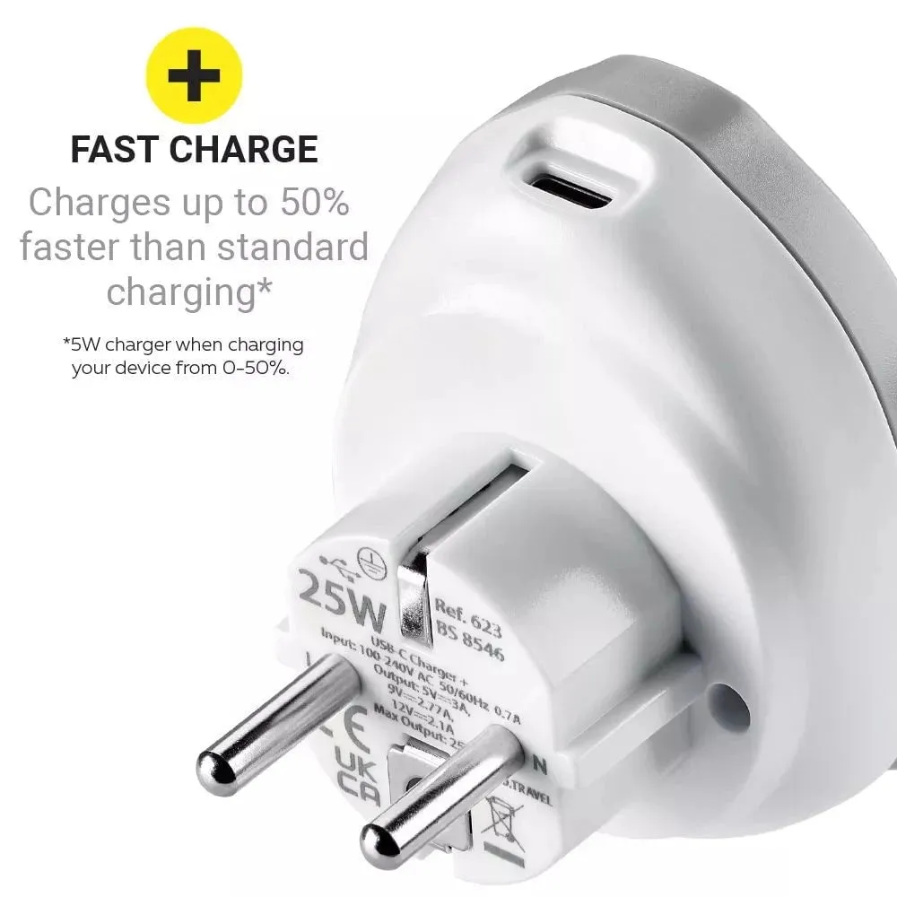 Go Travel World - EU USB-C Adaptor   (25W)
