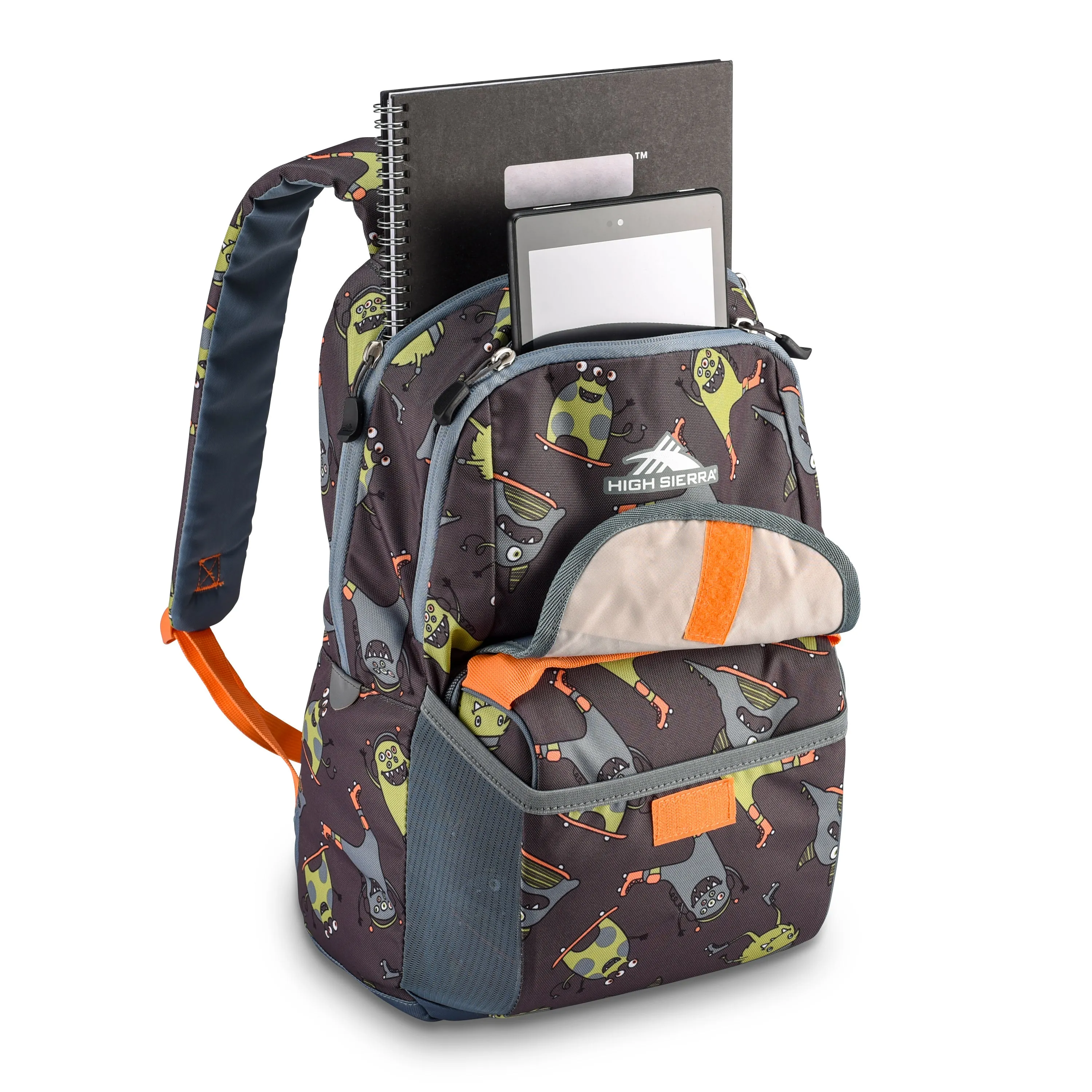 High Sierra Ollie Lunchkit Backpack - Monsters On Wheels/Grey