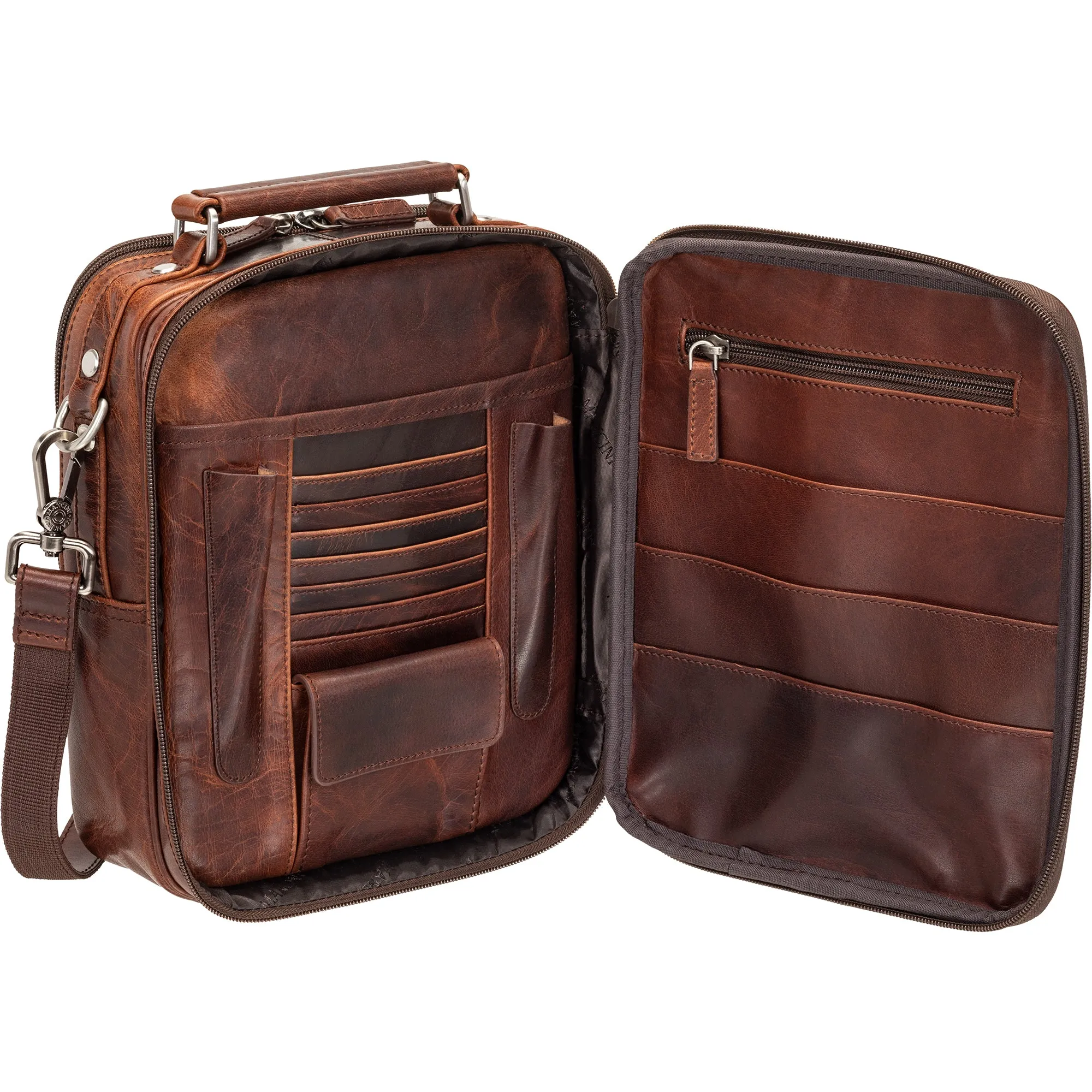 Mancini Buffalo Large Unisex Bag with Zippered Rear Organizer
