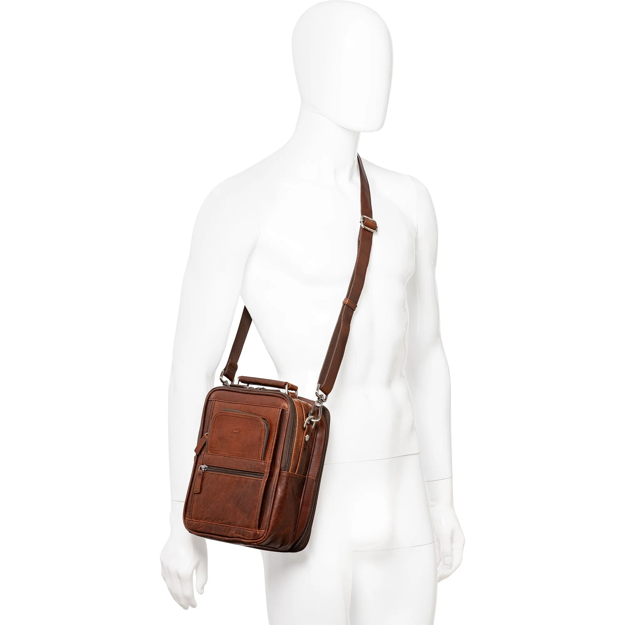 Mancini Buffalo Large Unisex Bag with Zippered Rear Organizer