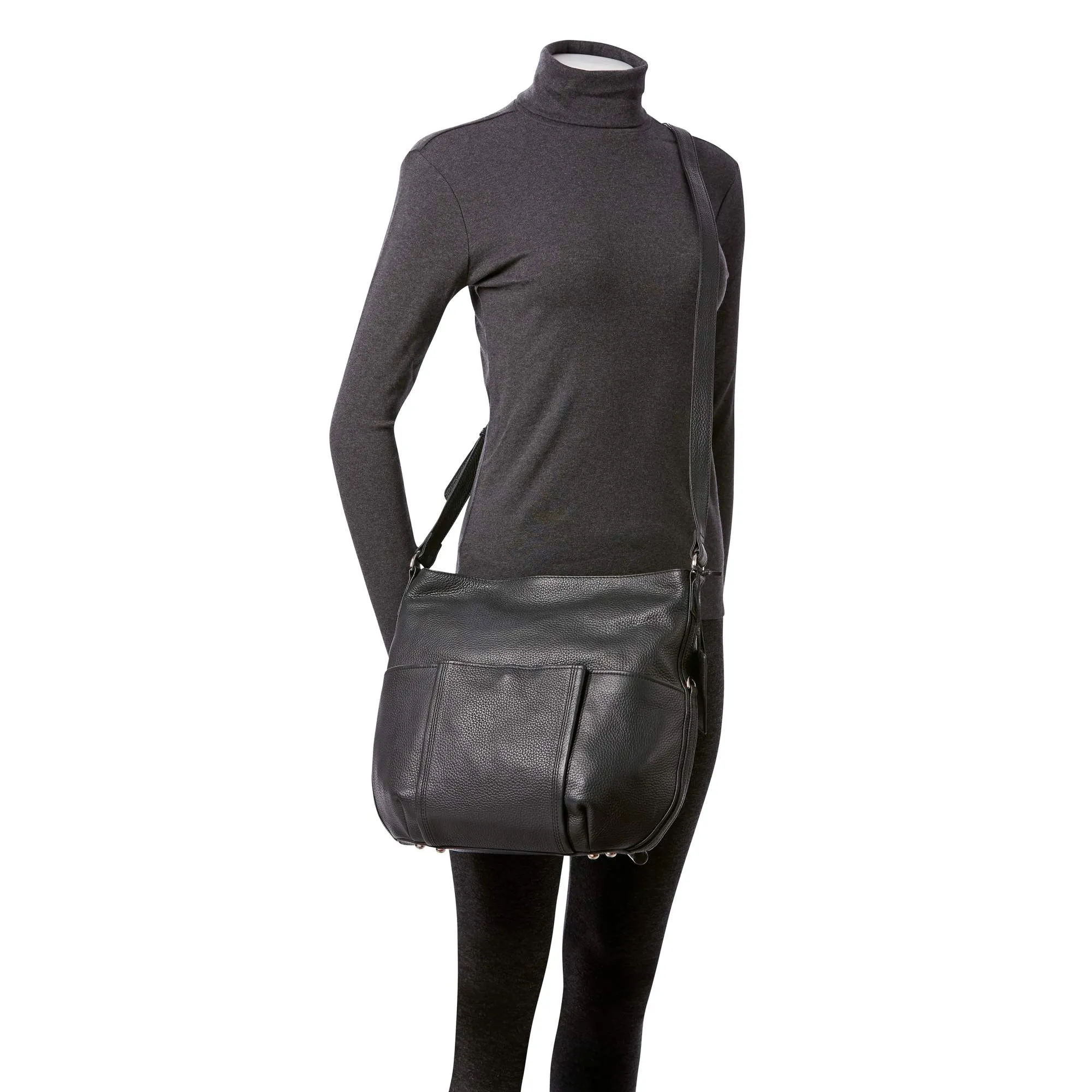 Mancini Pebbled Katherine Leather Shoulder Bag