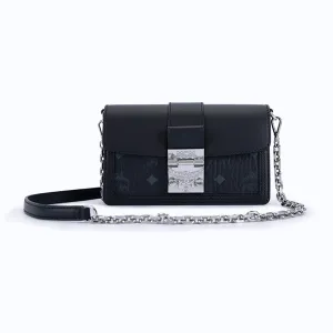 MCM Gretl Visetos Leather Crossbody Bag Black  Mini