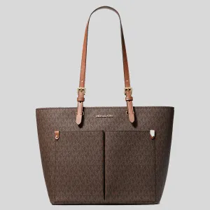 Michael Kors Jet Set Medium Logo Pocket Tote Bag Brown 35F3GTVT3B