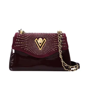 Orlandi Valentino Women's Bordeaux Leather Shoulder Bag