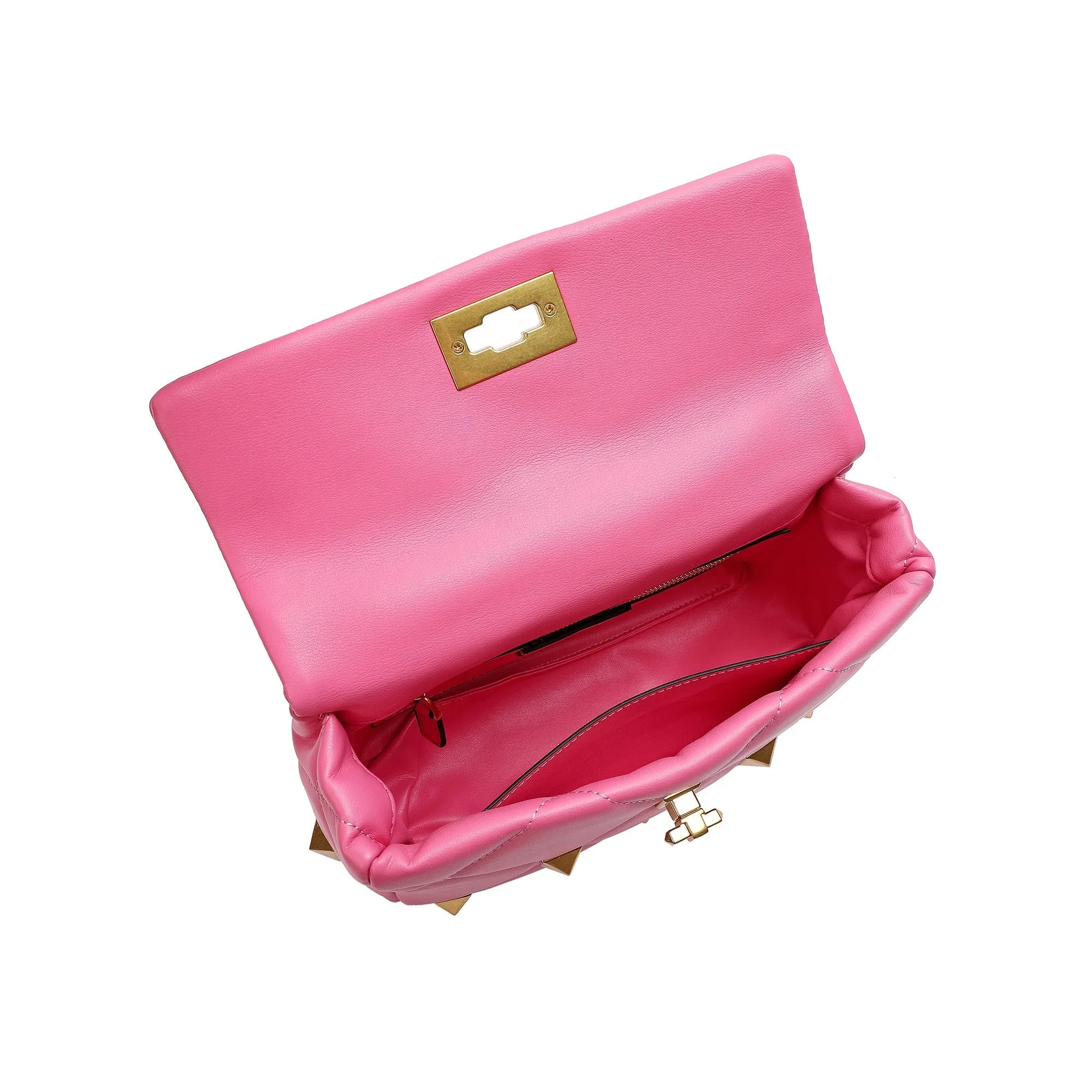 Tiffany & Fred Quilted and Studded Sheepskin Leather Shoulder Bag