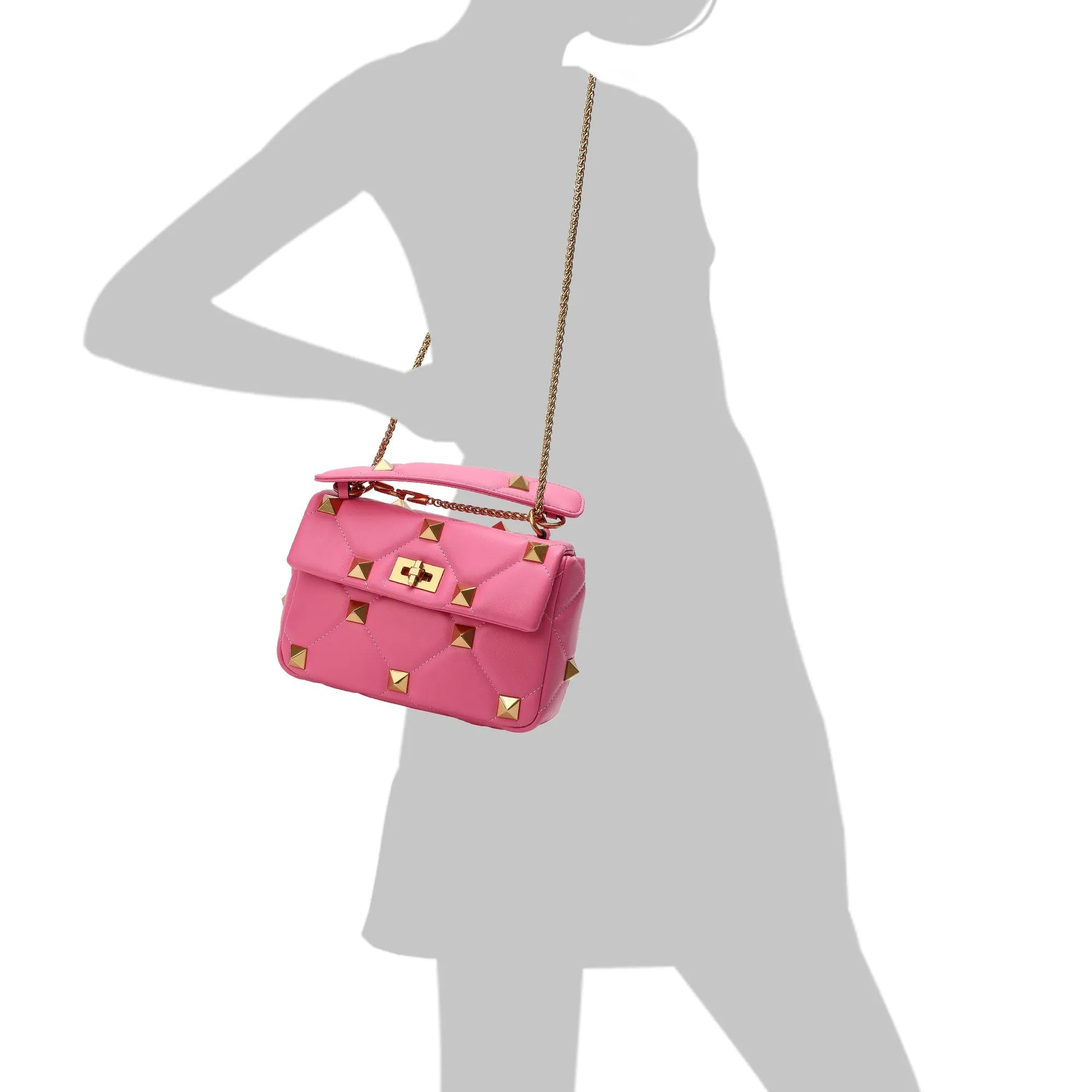 Tiffany & Fred Quilted and Studded Sheepskin Leather Shoulder Bag