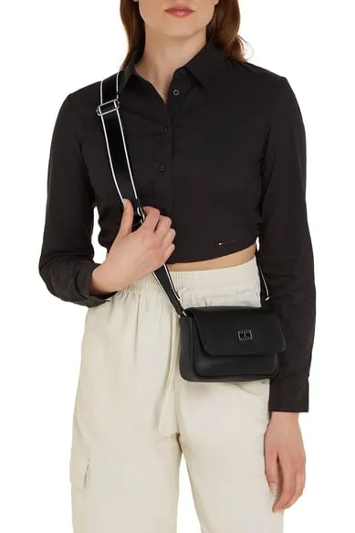 T.O.M.M.Y  H.I.L.F.I.G.E.R  Logo Zippered Casual Black Shoulder Bag