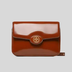 TORY BURCH Robinson Spazzolato Convertible Shoulder Bag Dark Sienna 143122